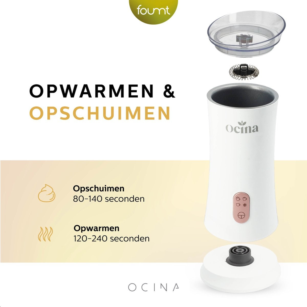 Ocina Elektrische Melkopschuimer - 4 in 1 - 240 ML - Wit