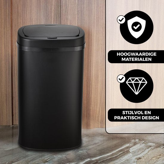 Bayt Prullenbak - Prullenbak 60 Liter - Vuilnisbak - Afvalbak - Metaal - Zwart