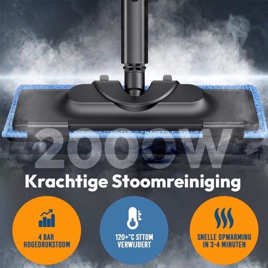 BOLLIT Stoomreiniger PRO 2000W – Handstomer en Tapijtreiniger – 20 Accessoires – 140°C Dieptereiniging – 3.5 Bar Stoomdruk – Reinigingsmachine - Voor Vloer, Bank, Badkamer & Tapijt - Stoomreiniger vloer