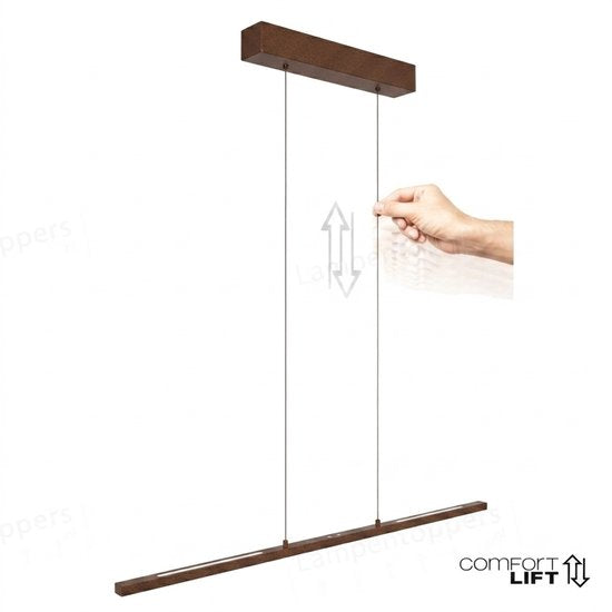 Hanglamp Bande 3994CA cacao LED hanglamp met hoogte-instelling, metaal en elektronica, Steinhauer, 114cm breed