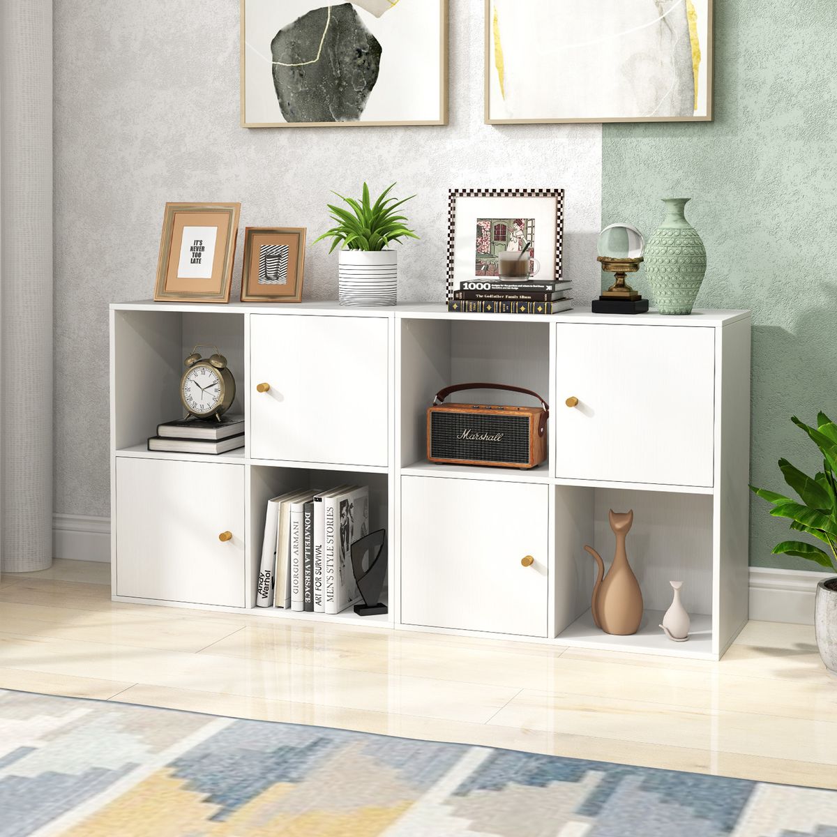 Coast Boekenkast met 4 vakken - met kantelbeveiliging - 2 deuren - wit - 60 x 29 x 60 cm