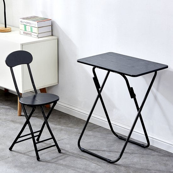 Ceruzo Kinder Klaptafel met Stoel – Zwart – Opvouwbaar – MDF - Metaal