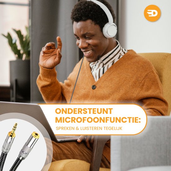 Drivv. Premium AUX Verlengkabel - 3 meter - Jack Male naar 3,5 mm Female - Audio Verlengkabel - Jack Verlengsnoer - Nylon