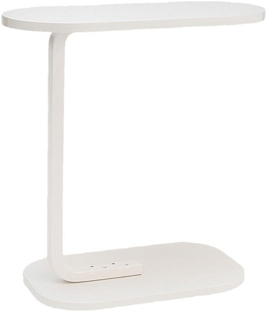 Ceruzo Bijzettafel – Wit Banktafel – Metaal met Hout – Koffietafel – C Shape – Compact– 45x28x60cm