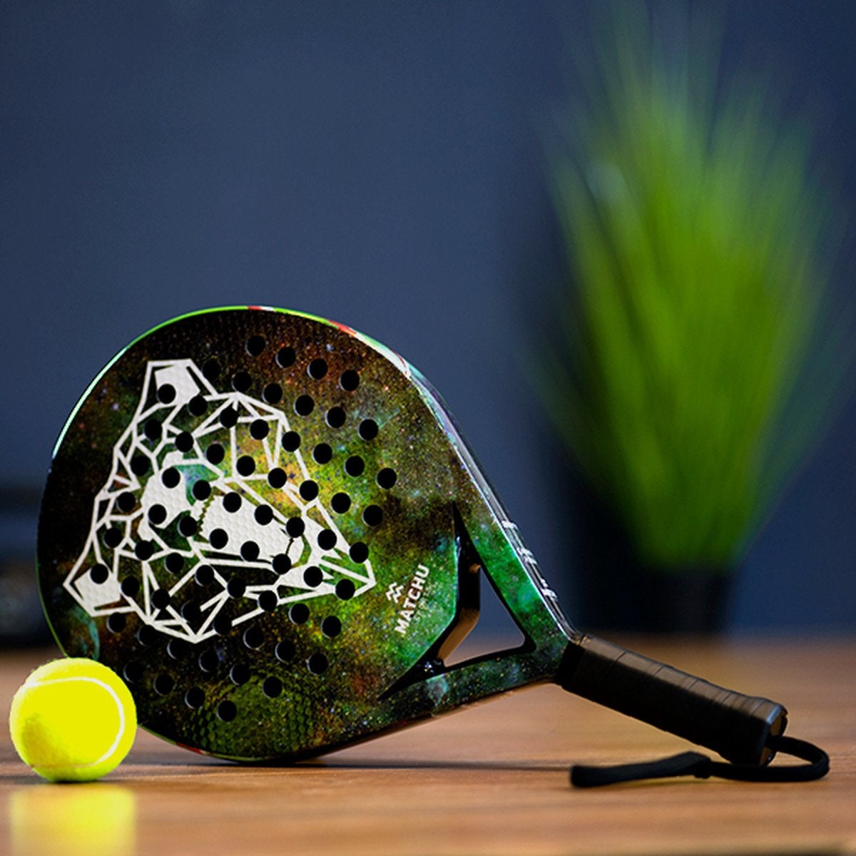 Matchu Sports - Padel Racket - Bear - Padel - Padelrackets - Rond - Carbon - Groen - Inclusief padel tas