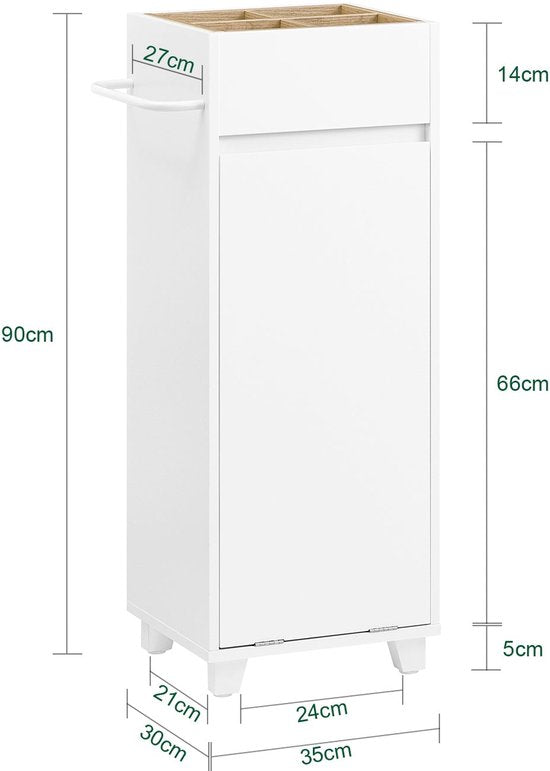 SoBuy BZR159-W Waskast - Witte Badkamermeubel met Opbergvakken