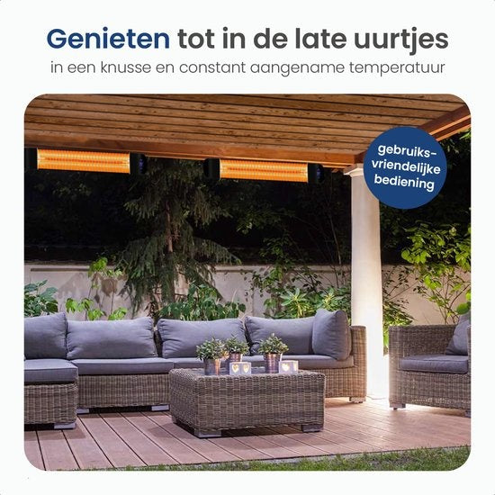 Gologi Slimme Terrasverwarmer - Heater Elektrisch - 2000W - Muur Montage - Zwart
