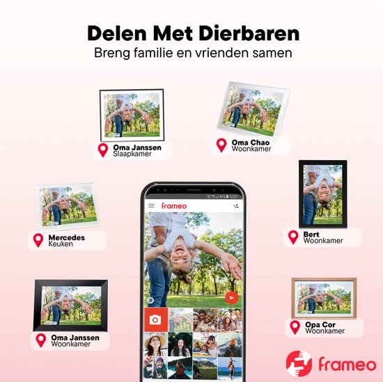 Denver Digitale Fotolijst 15.6 inch - XL - Full HD - Frameo App - Houten lijst - WiFi - 32GB - IPS Touchscreen - PFF1505