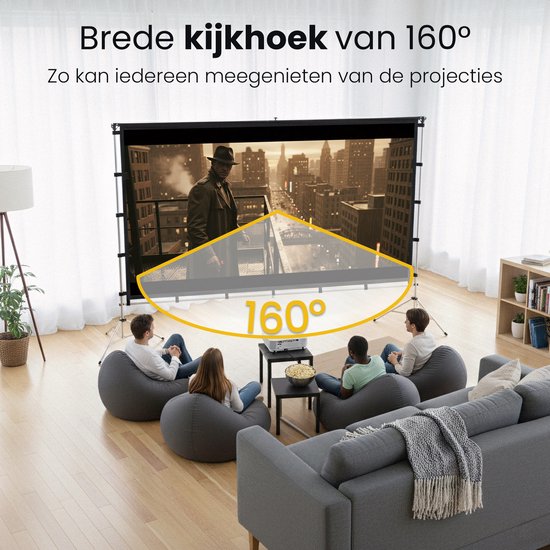 Lumina® Projectiescherm 100 inch – Beamer Scherm met Statief – Kreukvrij – Opvouwbaar – Met Draagtas – Voor Binnen & Buiten