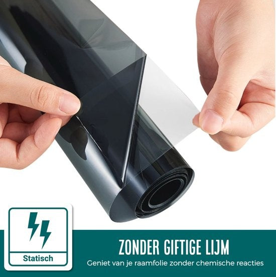 Homewell Zonwerende HR Raamfolie 60x200cm - UV protectie - Isolerend & Zelfklevend- Zwart Tint 39%