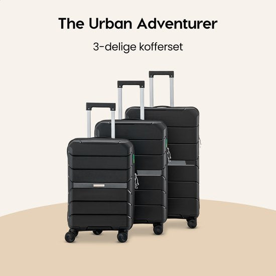 SC Urban Adventurer - Grote Reiskoffer - Cijferslot - 49x30x75cm - 110L - Reiskoffer met Kofferslot - Spinner wielen - Zwart V2