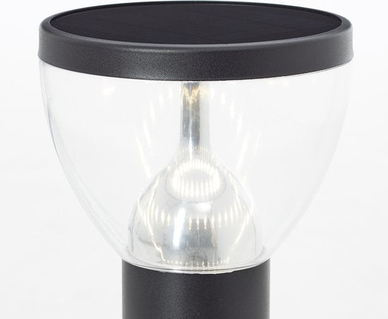 BRILLIANT LED buitenvloerlamp, solar, 92 cm, 430 lm, 3000 K, roestvrij staal, zwart