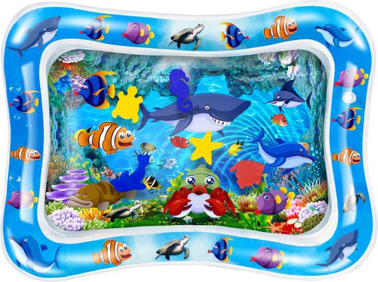 Frummel Waterspeelmat Baby Clownfish – Voorzien Van Drijvende Zeesterren En Opblaasbaar Waterkussen En Geteste Veiligheid – Voor Vloer En Box – Blauw PVC – 66 x 50 cm