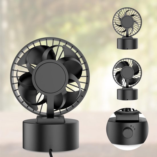 Northwall Mini USB Ventilator - Tafelventilator Zwart - Stille Mini Fan - Retro Bureau Ventilator - Klein, Stil en Geruisloos - Dual Motoren - Kantelbaar - 2 Snelheden