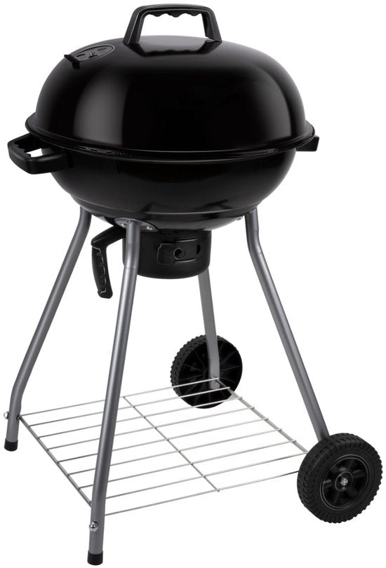 alpina Houtskool BBQ - Kogelbarbecue Ø43 cm - Barbecue met Deksel en Wielen - Geïntegreerd Ventilatiesysteem - Verwijderbare Asopvangbak - Zwart