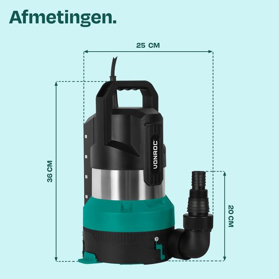 VONROC Dompelpomp - Schoon- en vuilwaterpomp - 850W - 20.000 l/u - vlakzuigend - sensorschakelaar