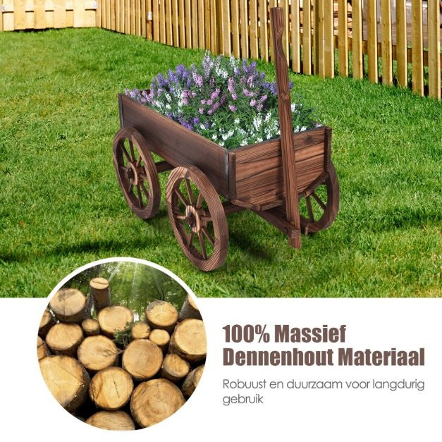 Coast Plantenbak kar - Bloemenkar op Wielen - 120 x 43 x 53,5 cm - Bruin
