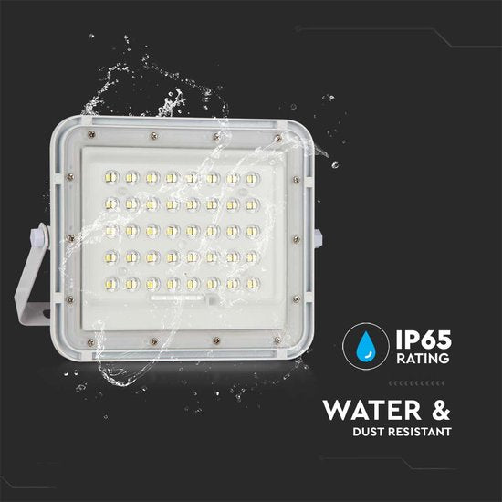V-TAC VT-40W-W Solar Schijnwerper | IP65 Waterdicht | Wit | 6W | 400 Lumen | 4000K