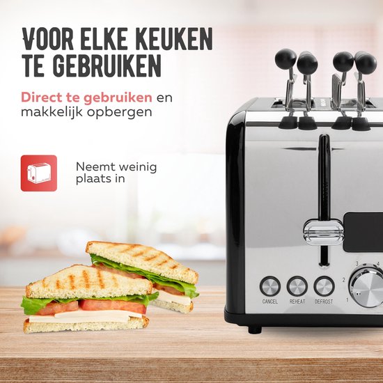 Qualitá® Broodrooster met TostiKlemmen - Retro Tostiapparaat - Sandwichrooster - Croque Monsieur Toestel - RVS/Zwart