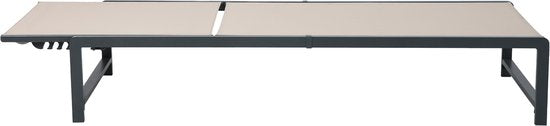 AXI Zane Ligbed Antraciet/bruin– Gepoedercoat stalen frame – Rugleuning met 5 standen – Textileen liggedeelte – 173x62 cm