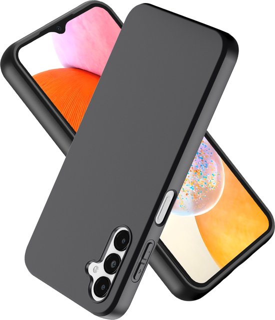 Podec Hoesje Geschikt voor Samsung Galaxy A14 Zwart Telefoonhoesje - Anti-Shock Case Cover met 1x Screenprotector