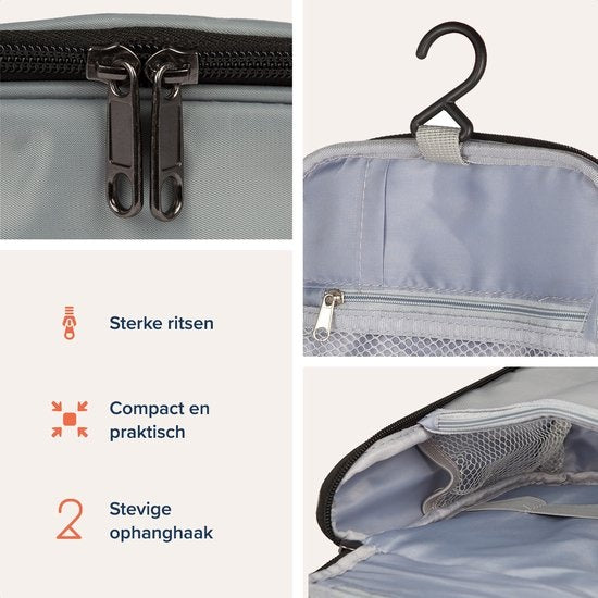 TRVLMORE Toilettas - Hangend met Haak - Unisex - Grijs