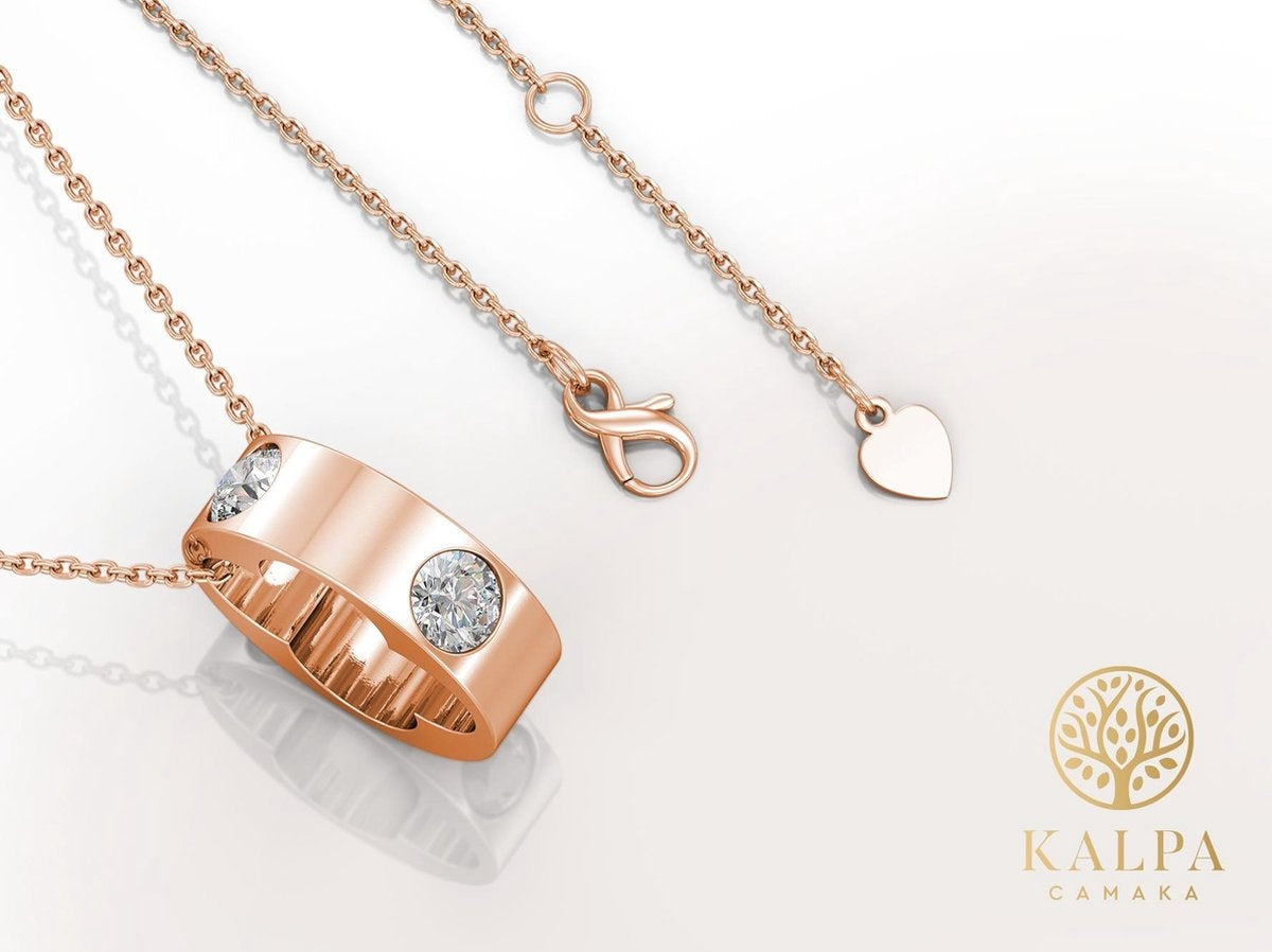 Yolora Dames Ketting met Hanger - Kalpa Camaka Kristallen - Rosé kleurig - 18K Roségoud Verguld - Vrouwen collier Rose gold - Sieraden - Luxe Giftbox - Geschenkdoos - Cadeau doos - Exclusieve Geschenkverpakking - Mooie Cadeauverpakking