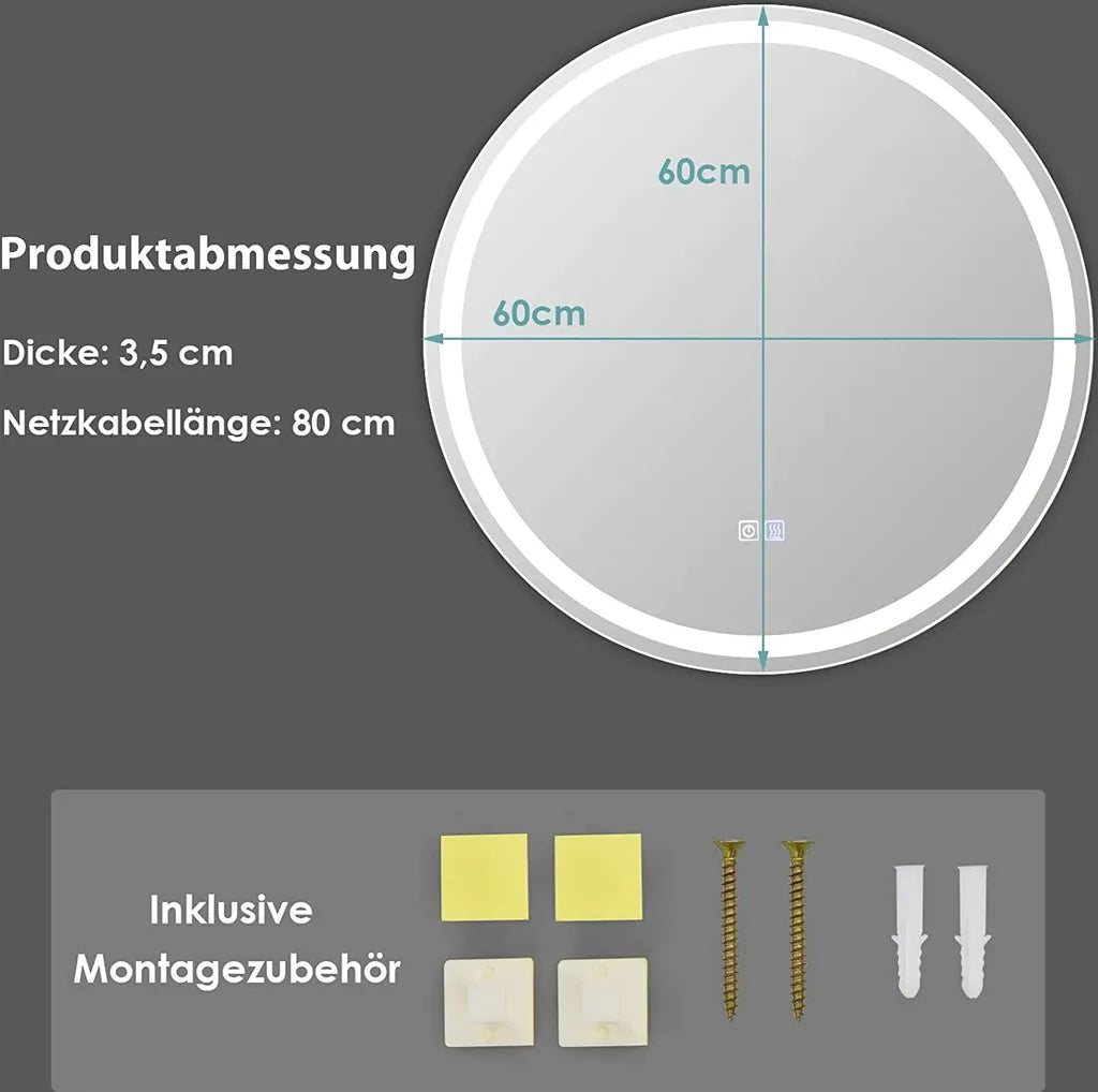 Coast Round Led Level badkamer spiegel voor muurmontage 3000 K-6000 K Ø 60 cm