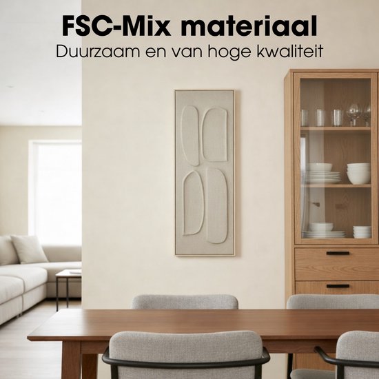 Mica Decorations Wanddecoratie - Wandpaneel Abstracte Kunst 90 x 30 x 3 cm - Woondecoratie voor Woonkamer of Slaapkamer - Bruin