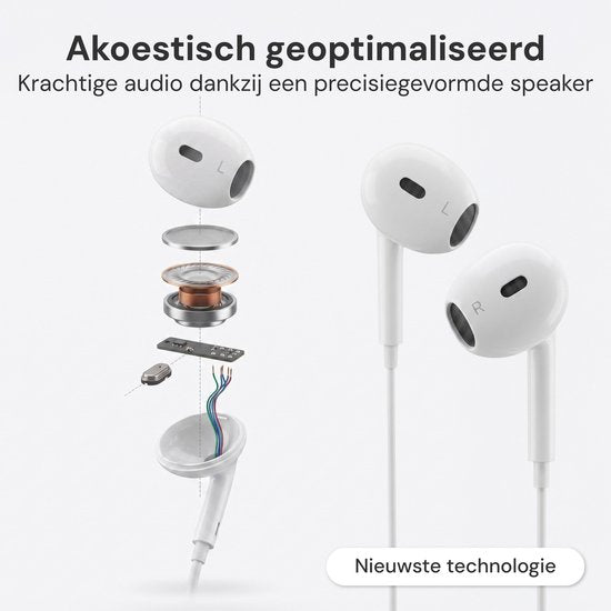Nuvance Oortjes met Draad - Geschikt voor Lightning - In-Ear Oordopjes met Draad - Bedrade Oordopjes met Microfoon - Wit