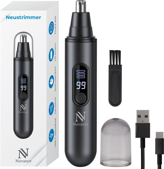Nuvance Neustrimmer - Oplaadbaar & Afspoelbaar - Neushaartrimmers - Oortrimmer - Mannen & Vrouwen - USB C - Zwart
