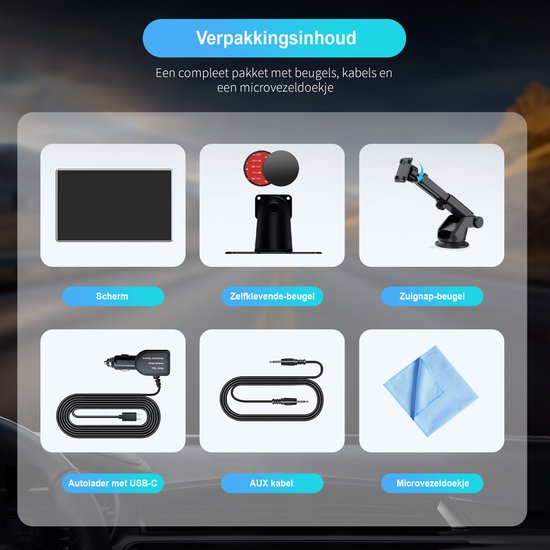 Strolox Carplay scherm 9 inch - Geschikt voor Apple carplay & Android Auto - Draadloze - Navigatiesysteem - Universeel Auto Stereo Bluetooth - USB-C aansluiting - 2 montage beugels - 2024
