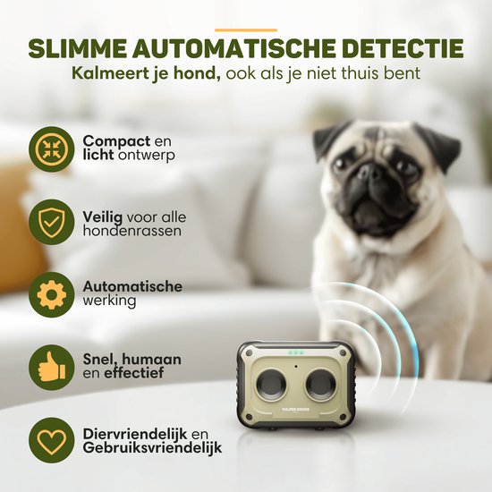 Vulpes Goods® Pets Anti Blaf Apparaat MINI PRO - Ultrasone - Oplaadbaar & Automatische Werking - Voor Alle Honden - Waterproof - 2 Krachtige Speakers - Zonder Schok - Binnen & Buiten