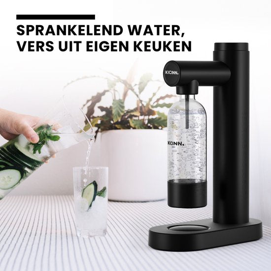 Kicinn Bruiswatertoestel - Bruiswatermaker - Sodamaker - incl. PET bruisfles - Zwart