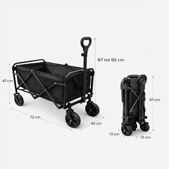 Ceruzo Bolderkar 60L – Opvouwbaar – Transportkar – Camping Strand - Max 20kg