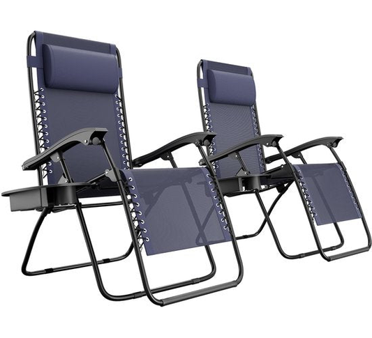 LifeGoods Opvouwbare Tuinstoelen - 2 Stuks - Ligstoel Tuin - 30°-90° Verstelbaar - Metaal - Blauw