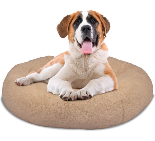 Peaceful Pooch XL - pluizig hondenbed - 109cm diameter - opvouwbaar - in verschillende maten. Kattenbed - wasbaar - uitneembare vulling - ontspant gewrichten en spieren - anti-slip noppenbodem