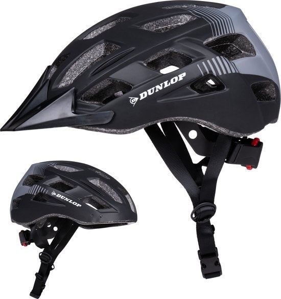 Dunlop Mountainbike Helm - Maat L - Verstelbaar 58-61cm - LED Verlichting - Zwart