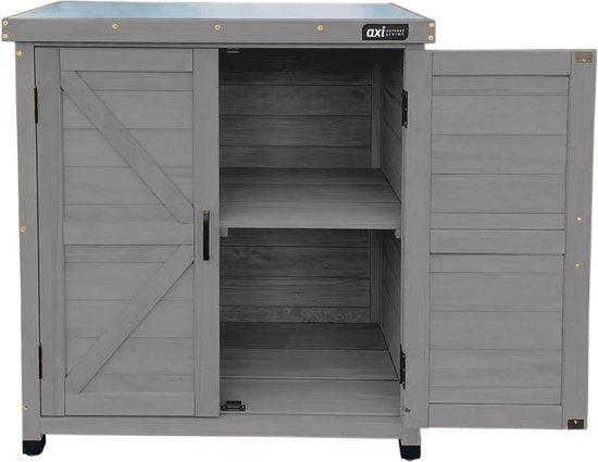 AXI Felix houten opbergkast – Tuinkast van FSC Hout - Magnetisch sluitsysteem - Verstelbare poten - 80x45x93cm - Warm Grijs