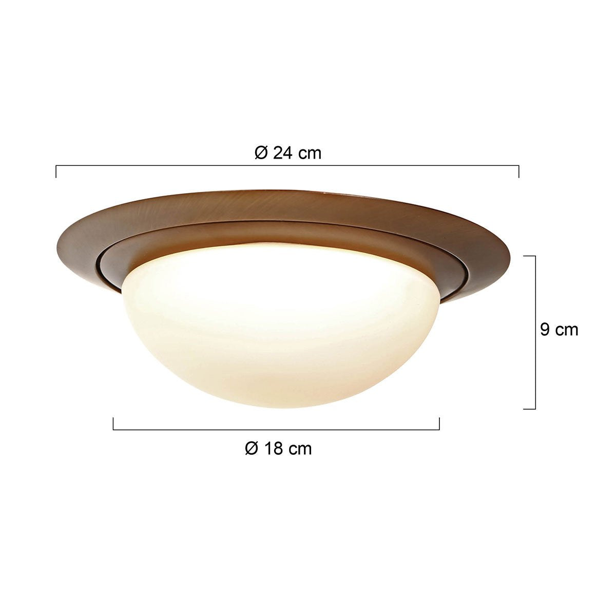 Plafonnier Steinhauer Ikaro 1365BR Brons Ø24cm - 4 stappen dimbaar, geschikt voor binnen, van hoogwaardige metaal en glas