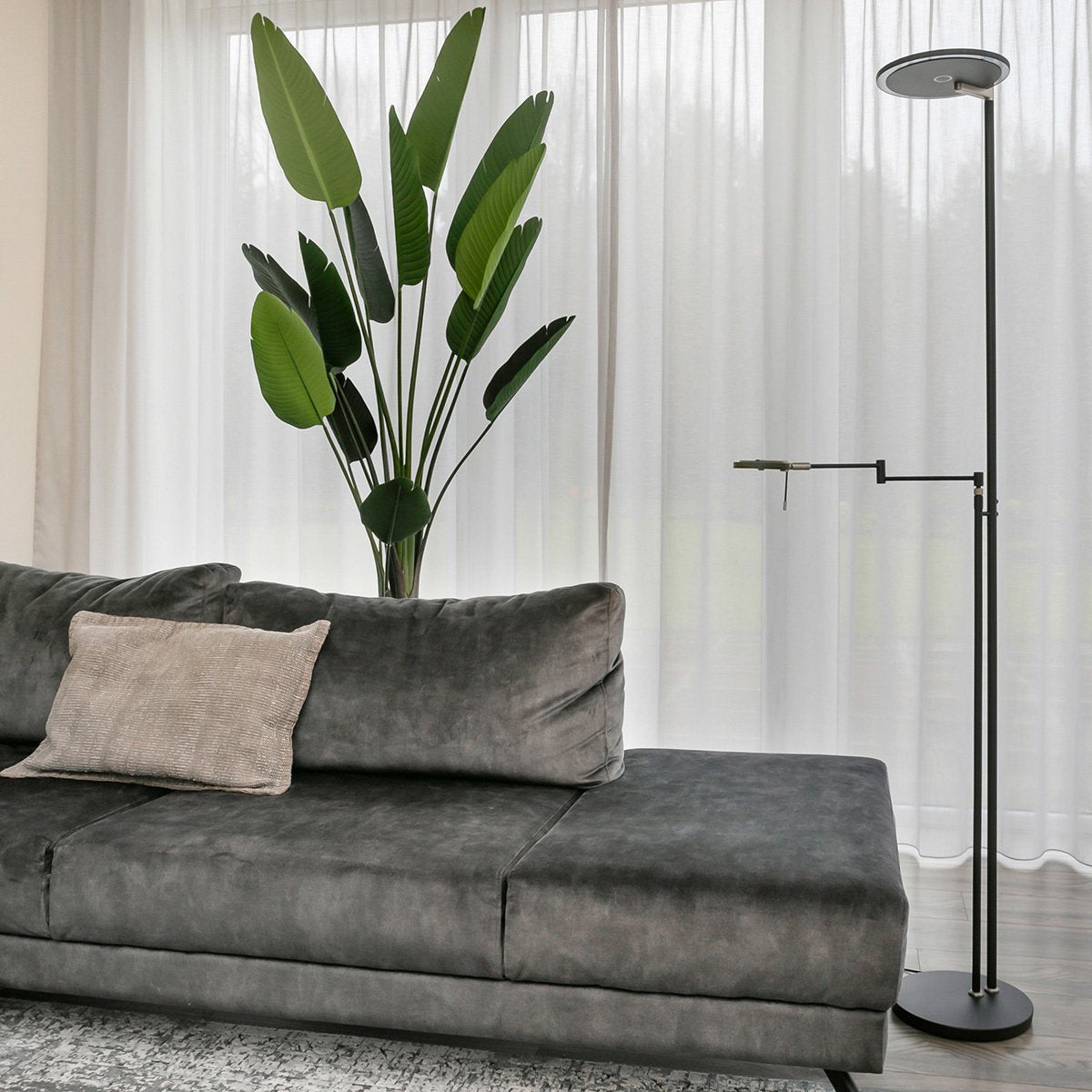 Vloerlamp woonkamer industrieel Turound LED 2663ZW Zwart