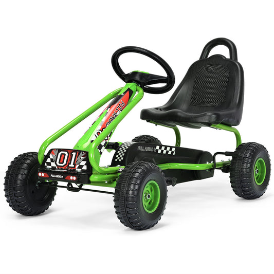 Coast Pedal Go Kart met verstelbare stoel 4 wielen Pedaal -aangedreven rit -op auto 92 x 50 x 53 cm groen + zwart