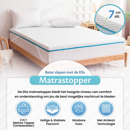 EL-Life Topper 180x210 cm - Matras Topdekmatras - Matrastopper Gel Geïnfuseerd Traagschuim & Aircell-schuim - Medium Hardheid