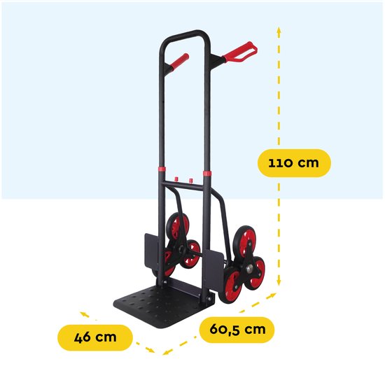 BRASQ Steekwagen Trap - Staal - 120KG Draagvermogen - Transportkar - Transporthulp - Opvouwbaar - Trapsteekwagen