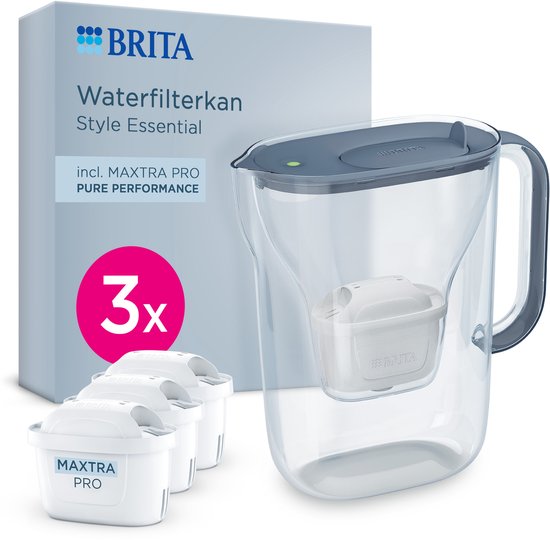BRITA Waterfilterkan Style Essential Cool stone blue + 3 MAXTRA PRO Pure Performance (SIOC)