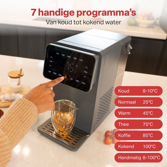 AoraKitchen Heetwaterdispenser - 4.5L - Kunststof - BPA vrij - 2500W - 36x18x33 cm - Grijs