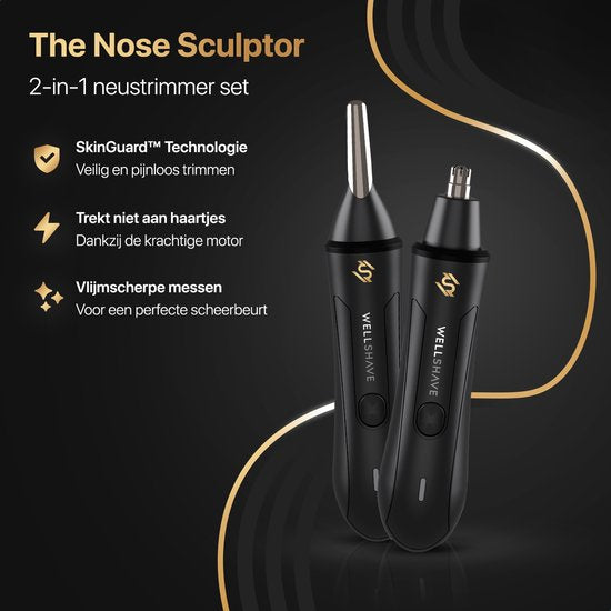 Wellshave 2 in 1 Neustrimmer Premium - Wenkbrauw en Oorhaar trimmer - Neushaartrimmer voor mannen - Wenkbrauw Trimmer