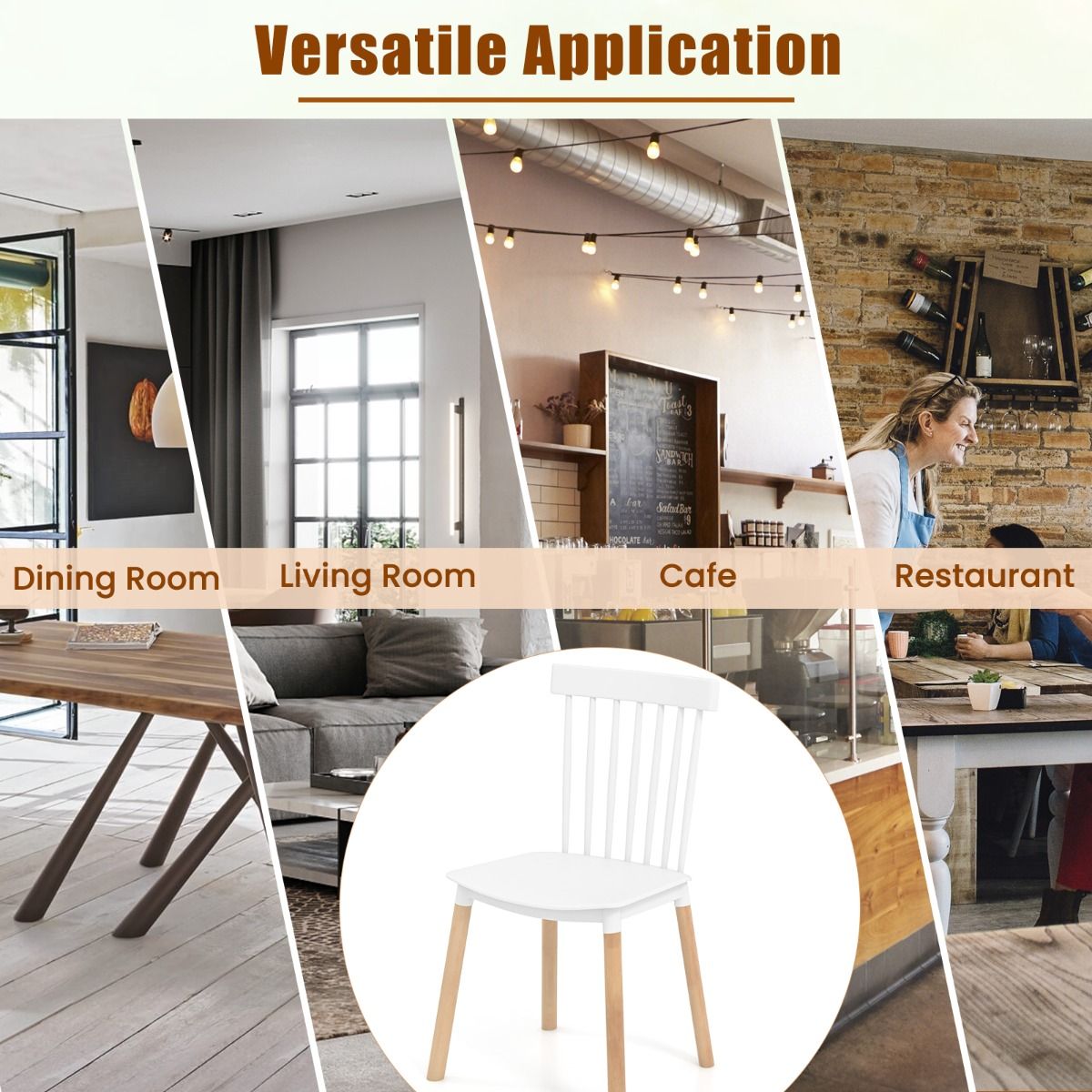 Coast Eetkamerstoelen set van 4 - massief houten poten - antislip voetkussens - zwart/wit