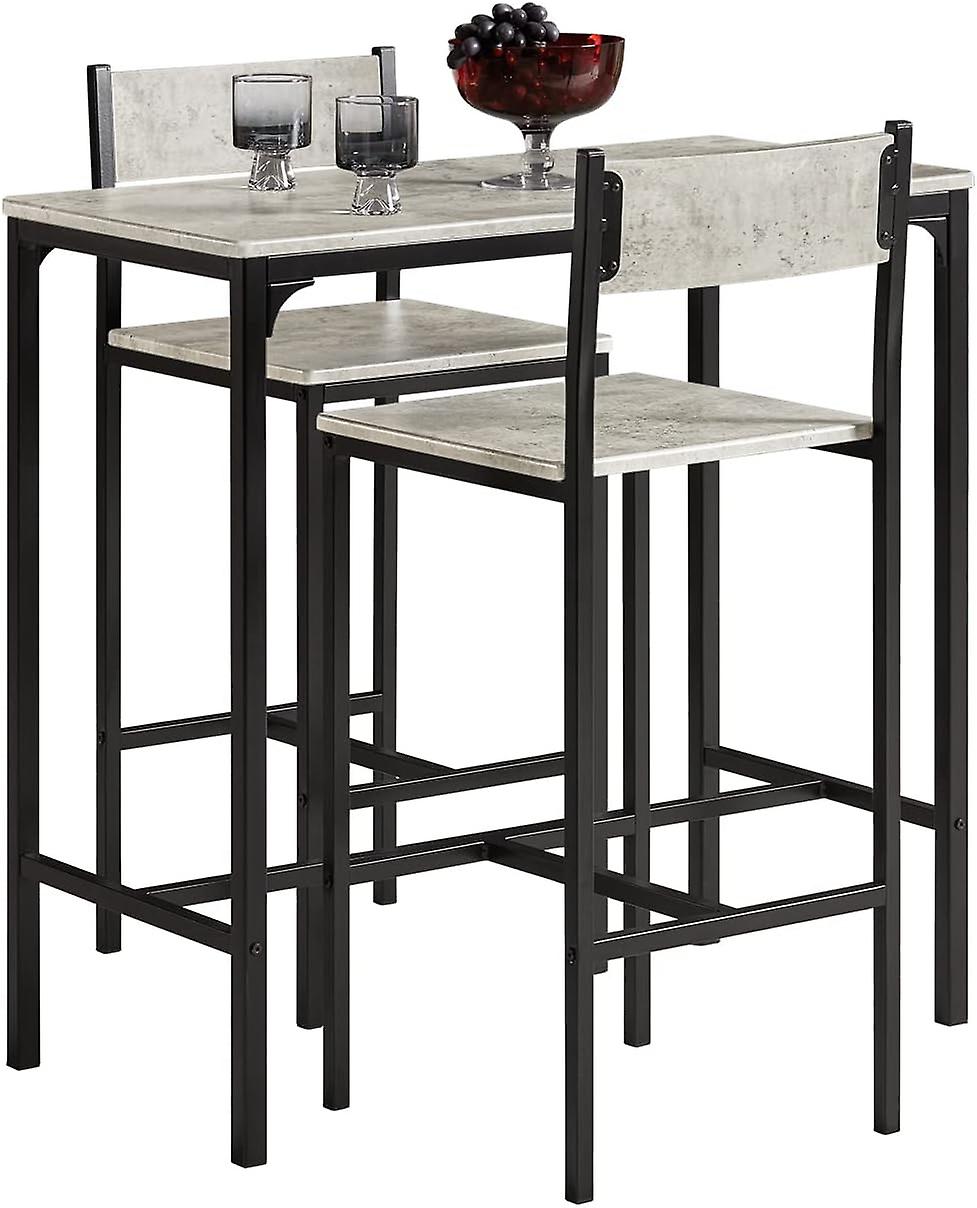 SoBuy 3-delige Bartafelset - OGT03-HG - Incl 2 Krukken - Grijs - Zithoogte: 67cm