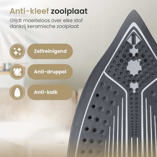 Vapore - Stoomstrijkijzer 2400W - Keramische Zoolplaat - Strijkbout - 34g/min Stoom - Anti-Drip - Iron - Zelfreinigend - Incl. Hittebestendige Strijkmat